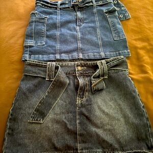 2 Denim Mini Skirts